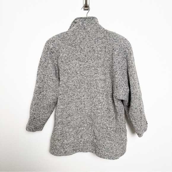 Vintage 80s gray textured WOOL batwing stand collar coat jacket small - Picture 8 of 9